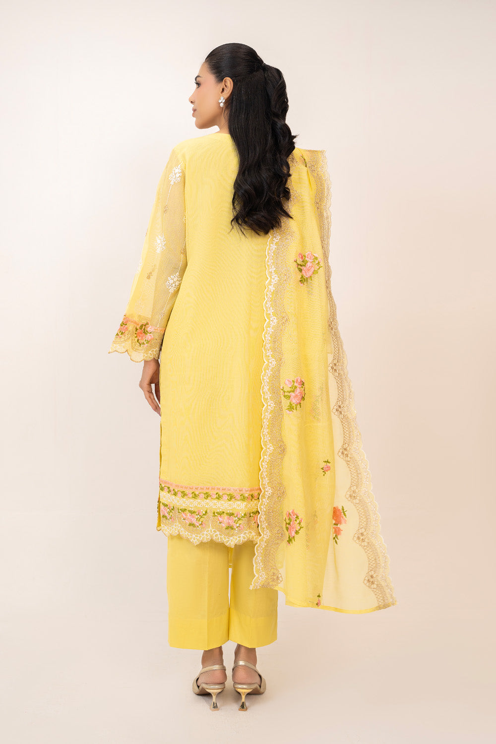 3Pc Cotton Net Embroidered Suit