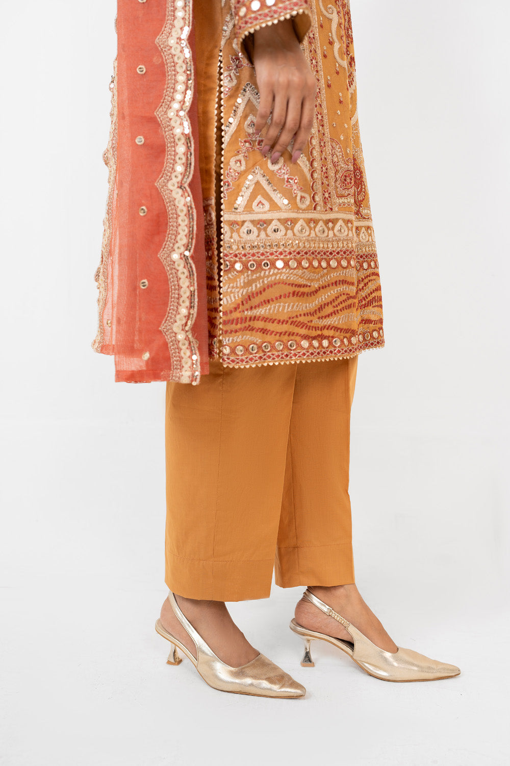 3Pc Cotton Net Embroidered Suit