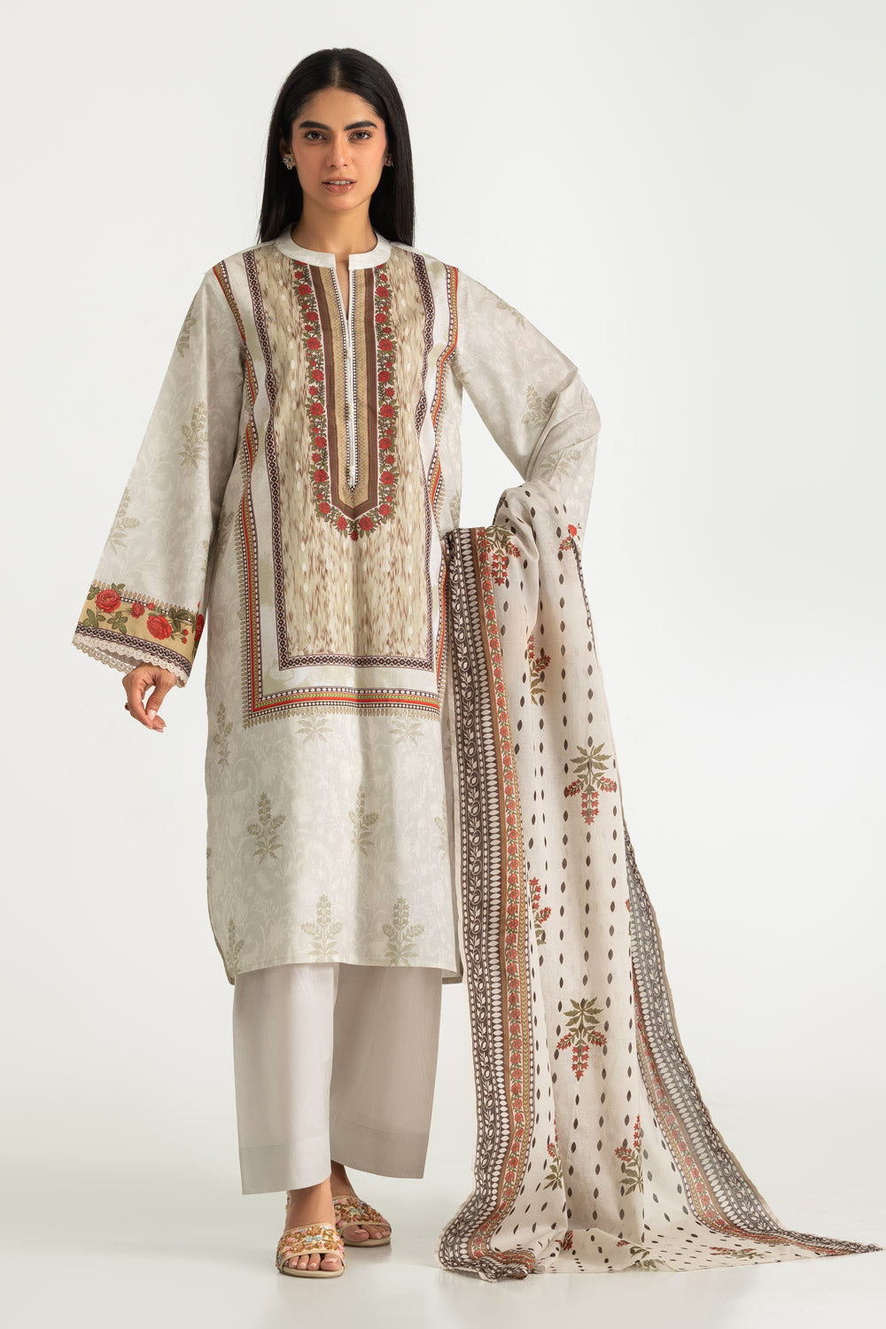 3PC Cotton Printed Suit