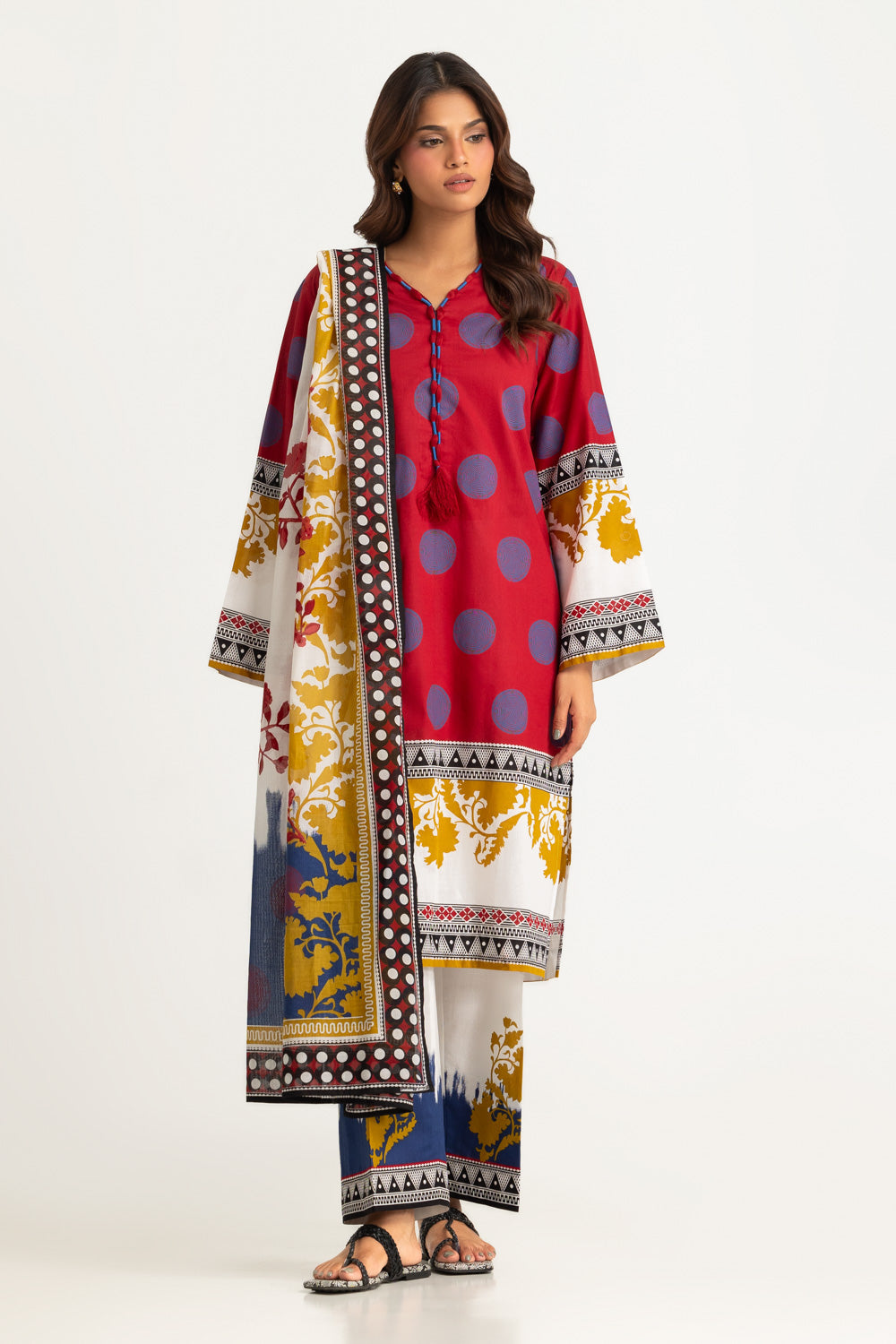 3PC Cotton Printed Suit
