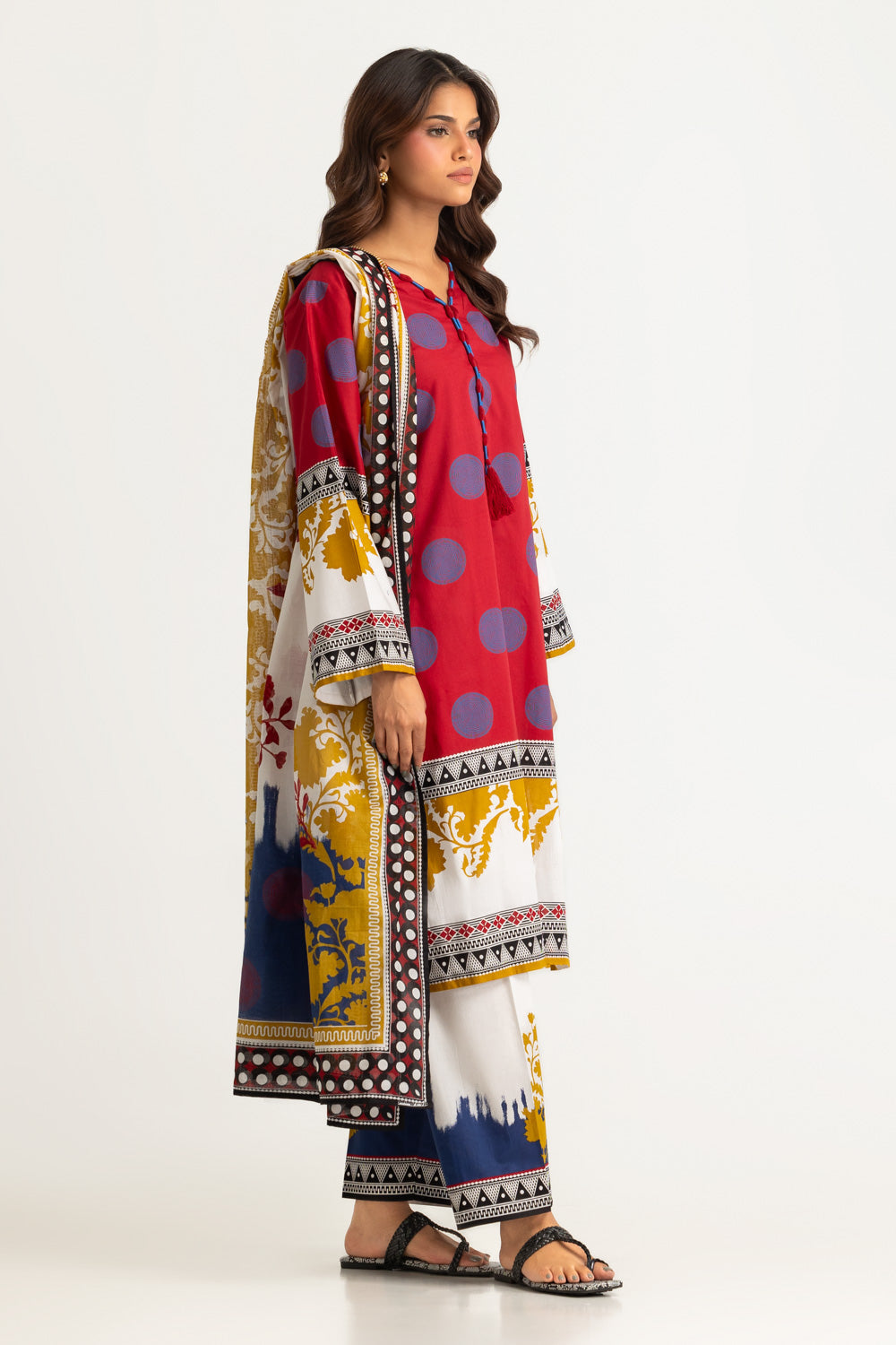 3PC Cotton Printed Suit