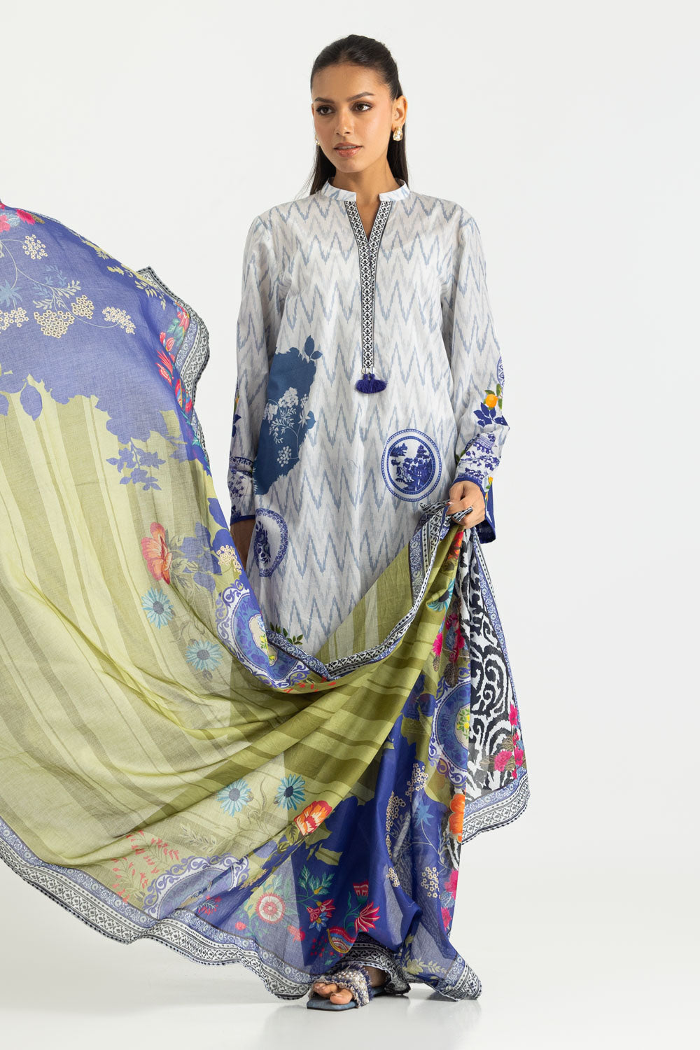 3PC Cotton Printed Suit