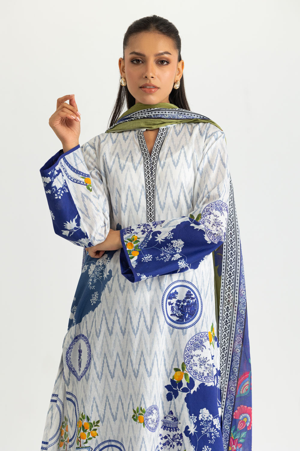 3PC Cotton Printed Suit