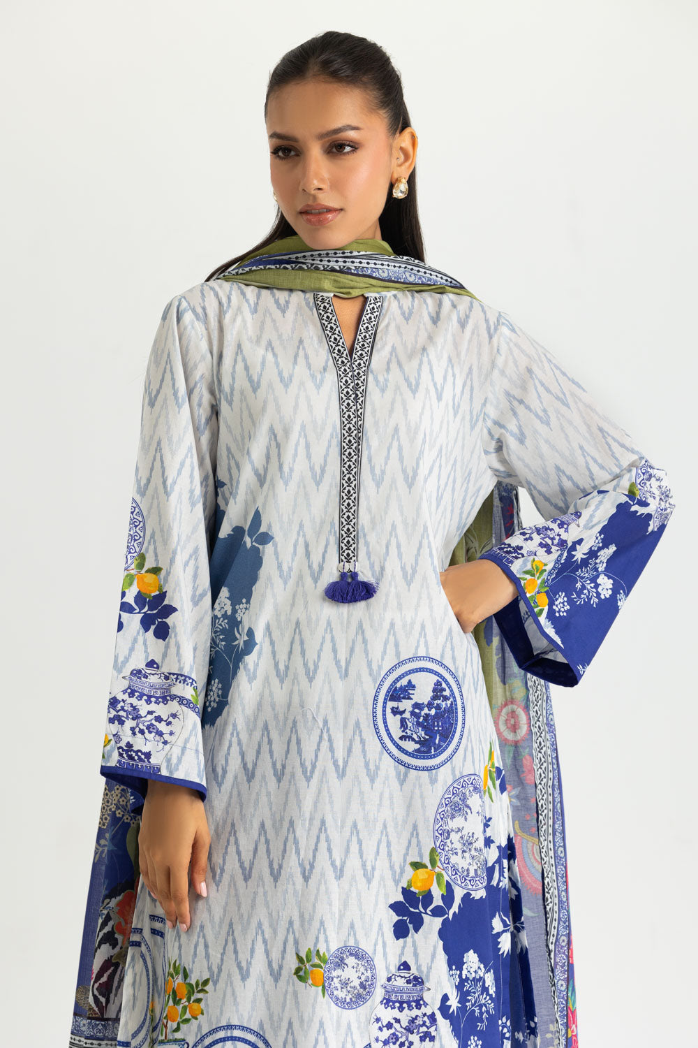 3PC Cotton Printed Suit