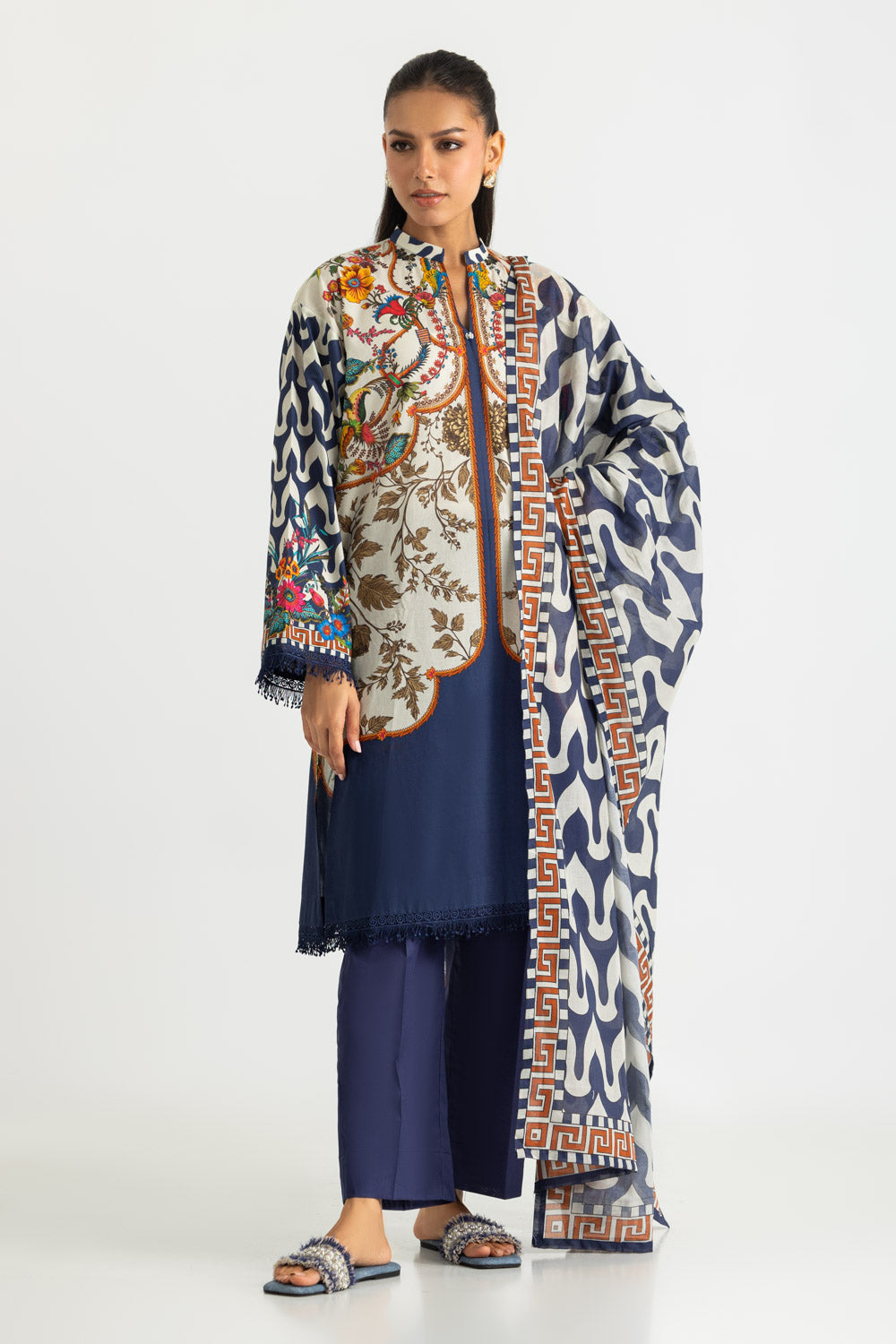 3PC Cotton Printed Suit