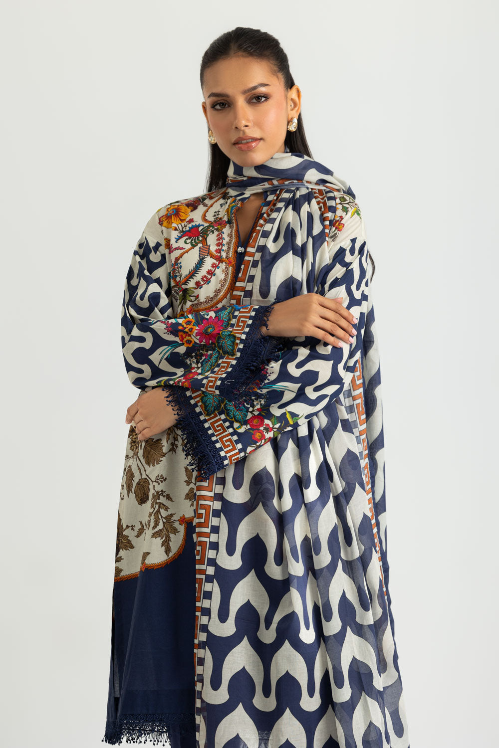 3PC Cotton Printed Suit