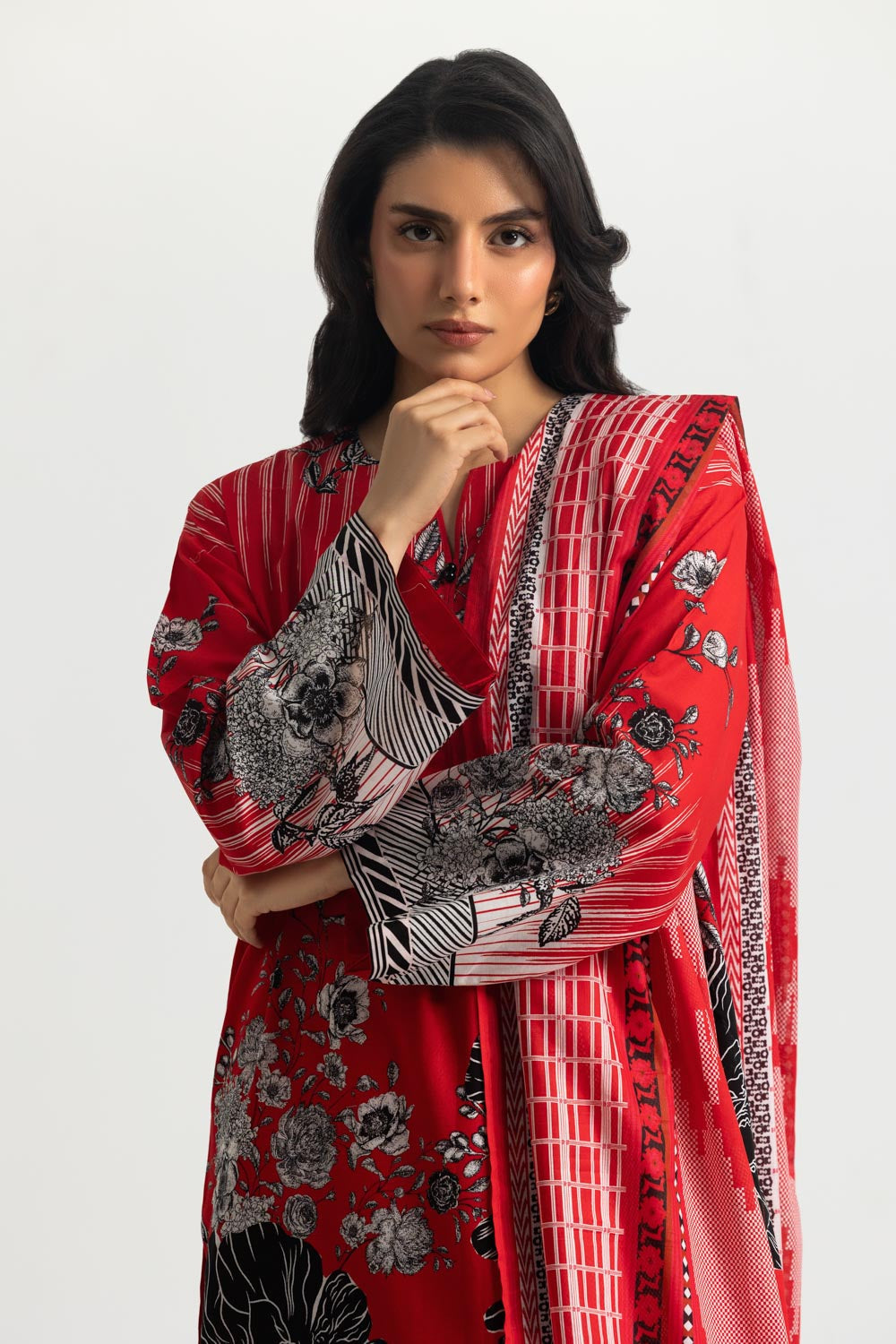 3PC Cotton Printed Suit