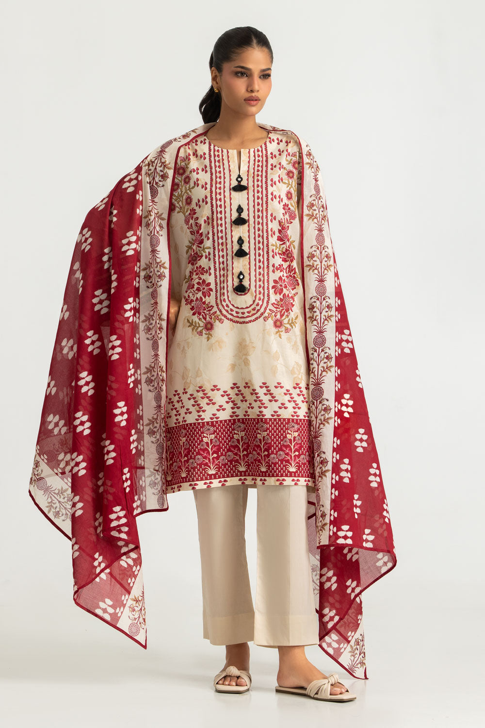 3PC Cotton Printed Suit