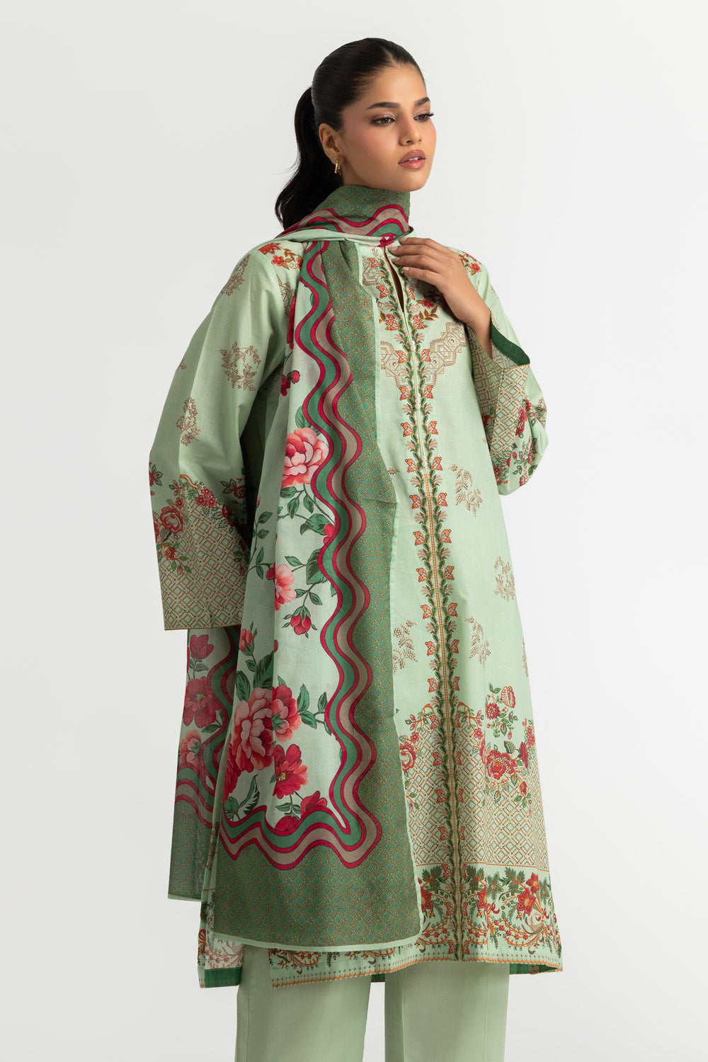 3PC Cotton Printed Suit