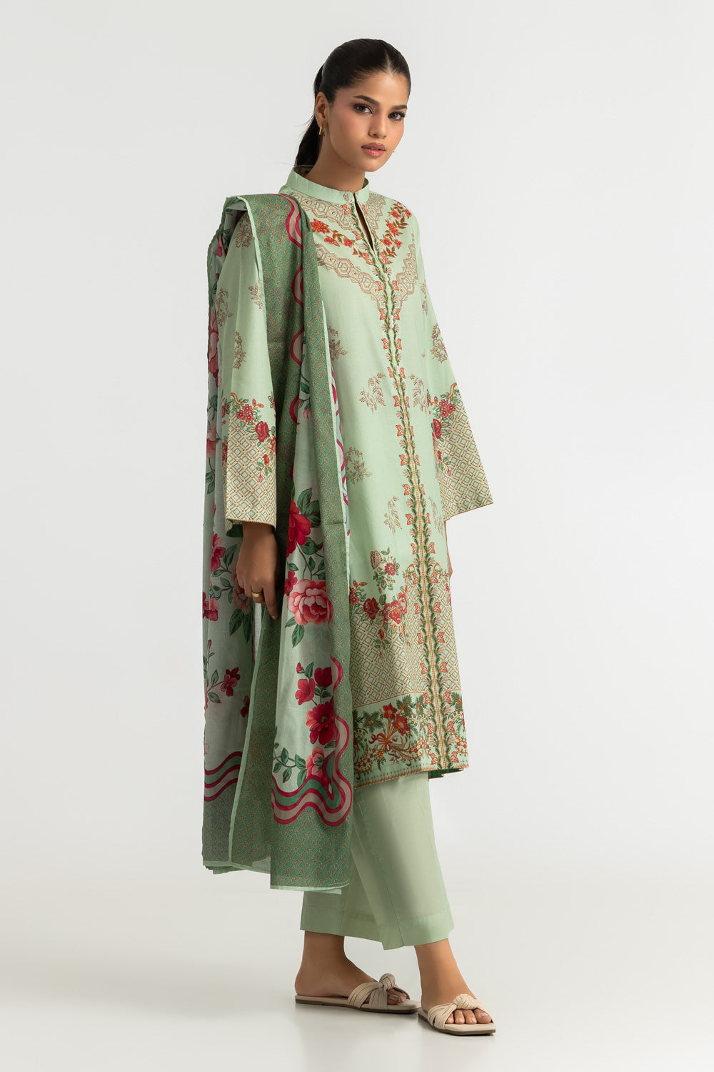 3PC Cotton Printed Suit