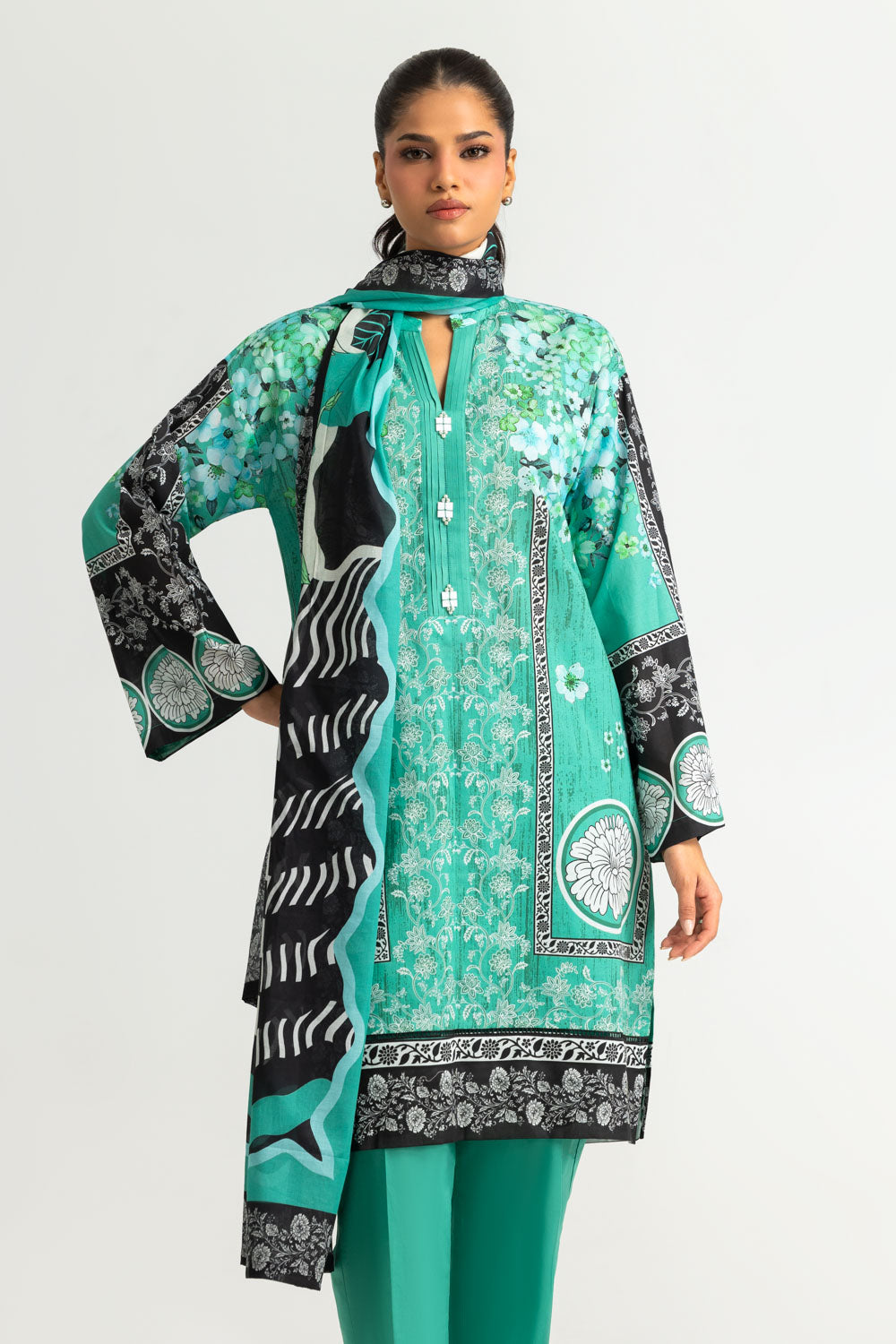 3PC Cotton Printed Suit