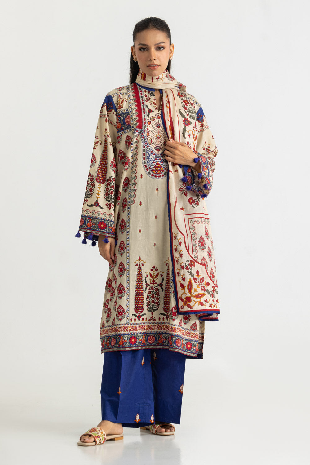 3PC Cotton Printed Suit