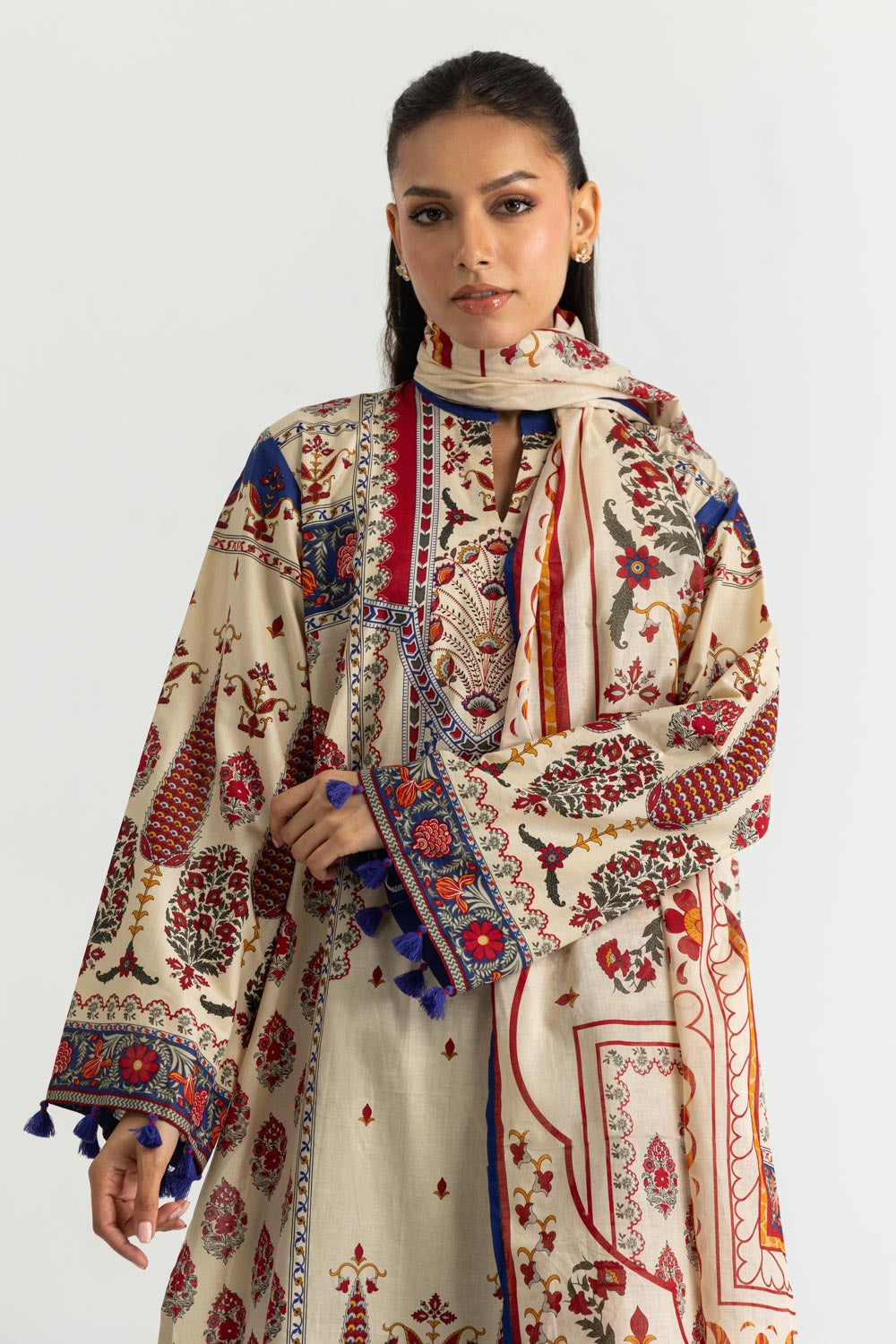 3PC Cotton Printed Suit