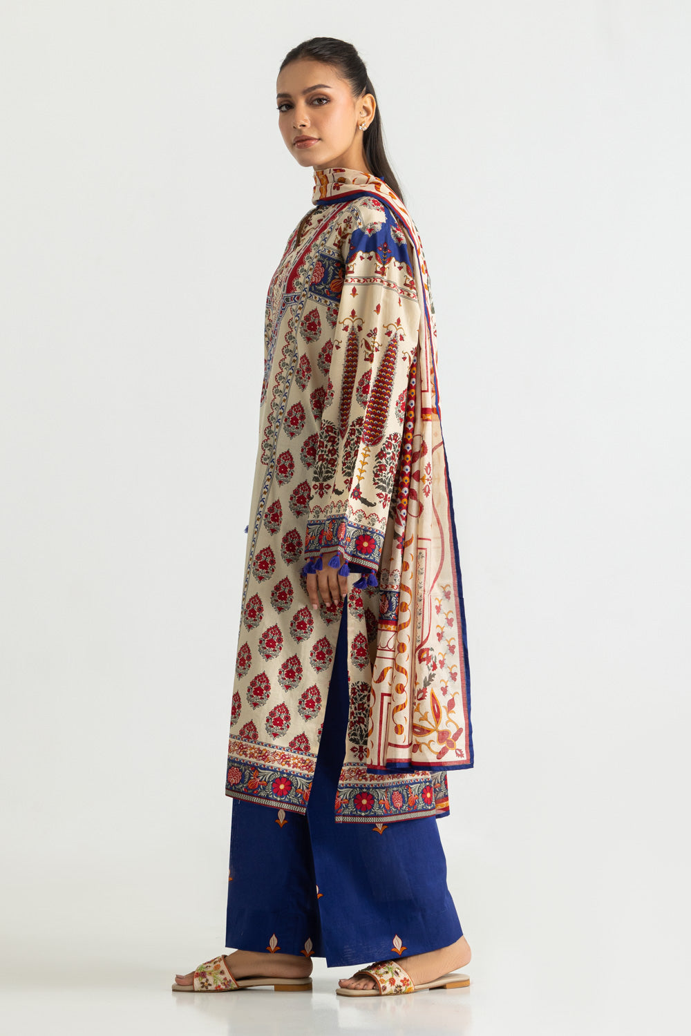 3PC Cotton Printed Suit