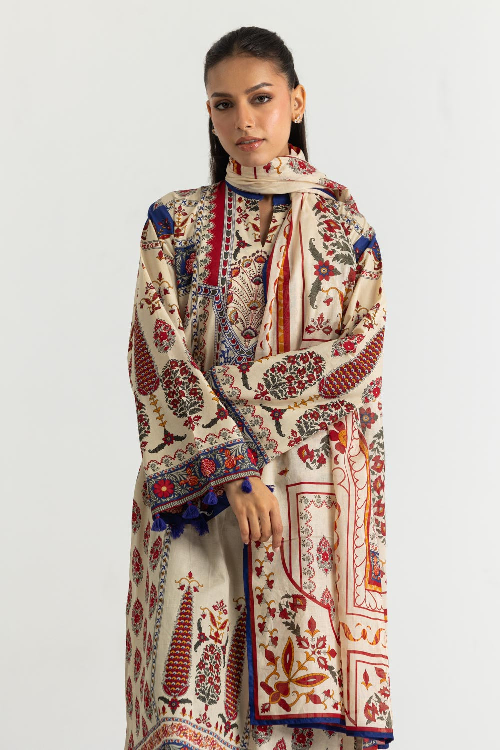 3PC Cotton Printed Suit