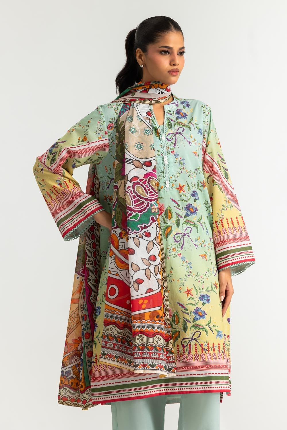 3PC Cotton Printed Suit