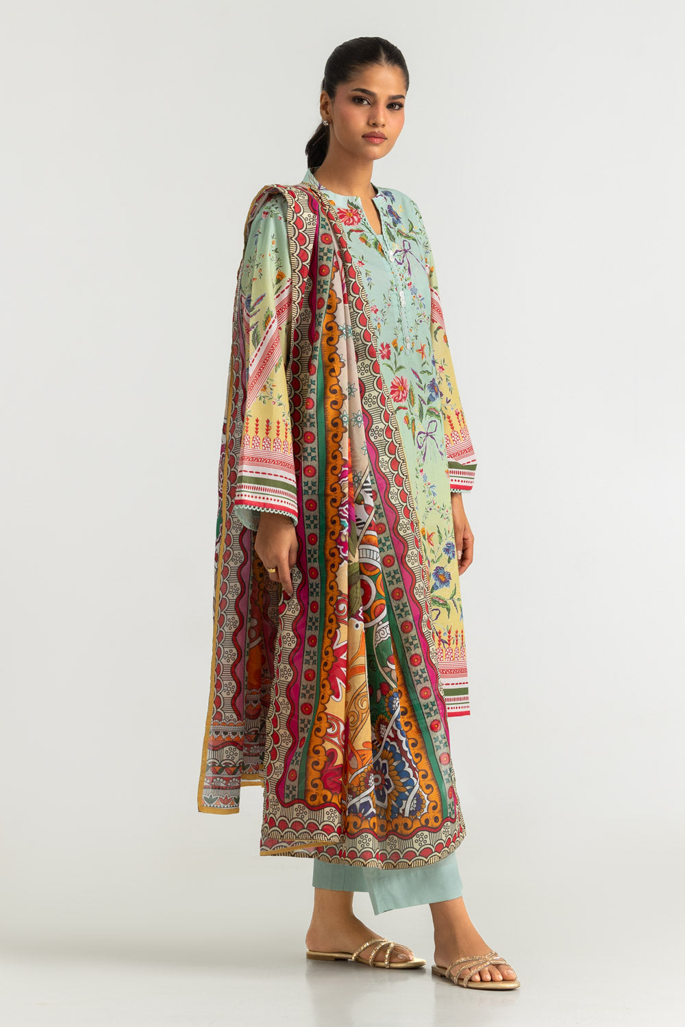 3PC Cotton Printed Suit