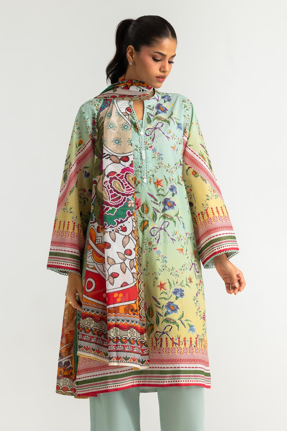 3PC Cotton Printed Suit