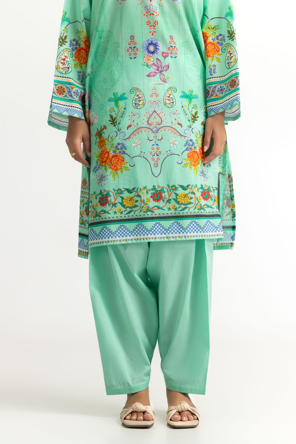 3PC Cotton Printed Suit