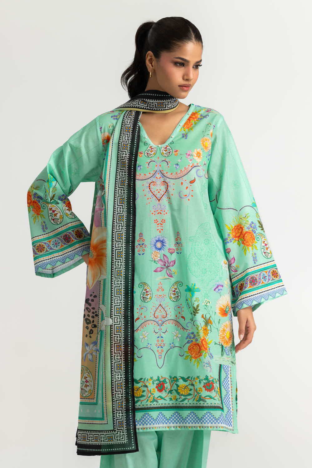 3PC Cotton Printed Suit