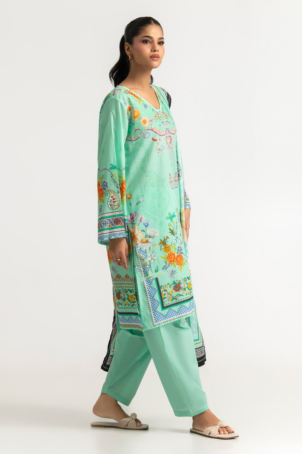 3PC Cotton Printed Suit