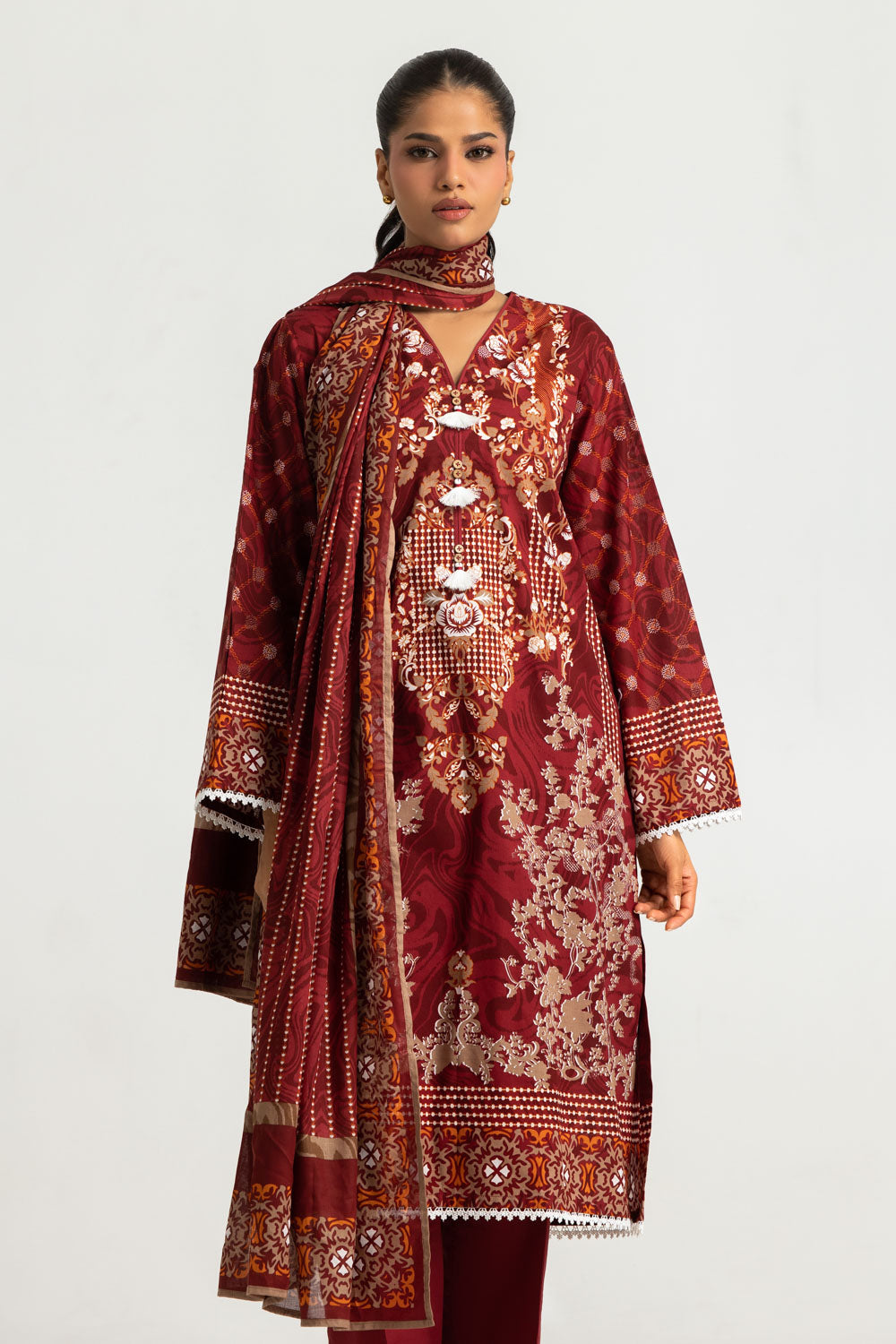 3PC Cotton Printed Suit