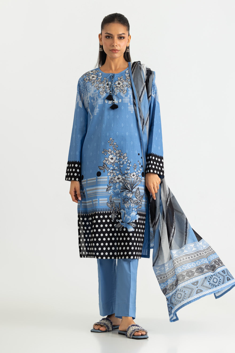 3PC Cotton Printed Suit