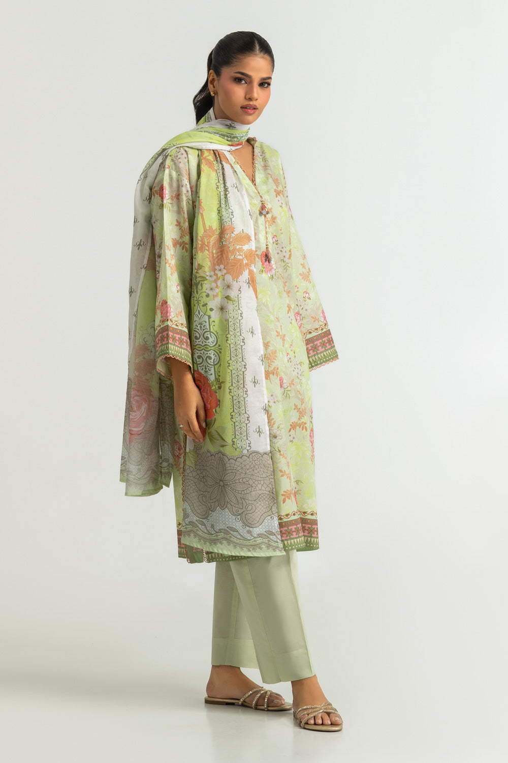 3PC Cotton Printed Suit