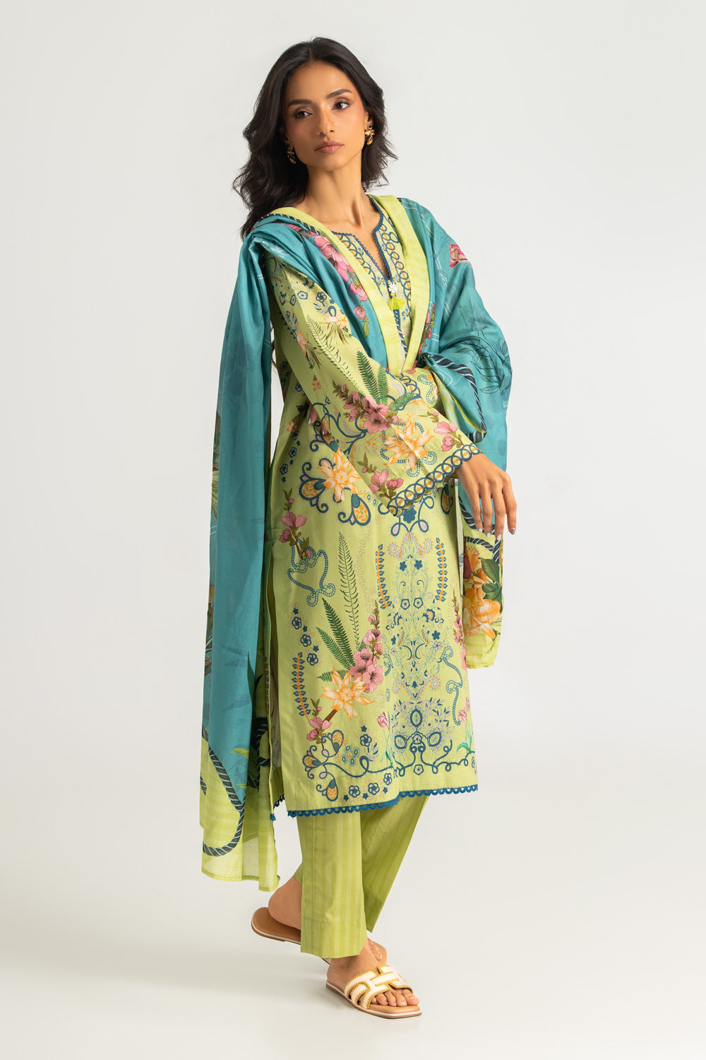 3PC Cotton Printed Suit