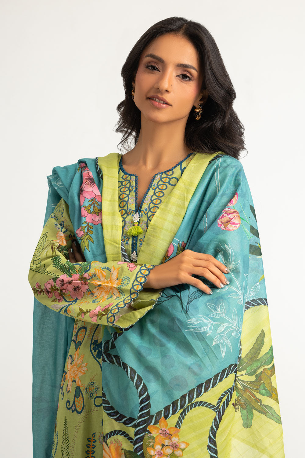 3PC Cotton Printed Suit