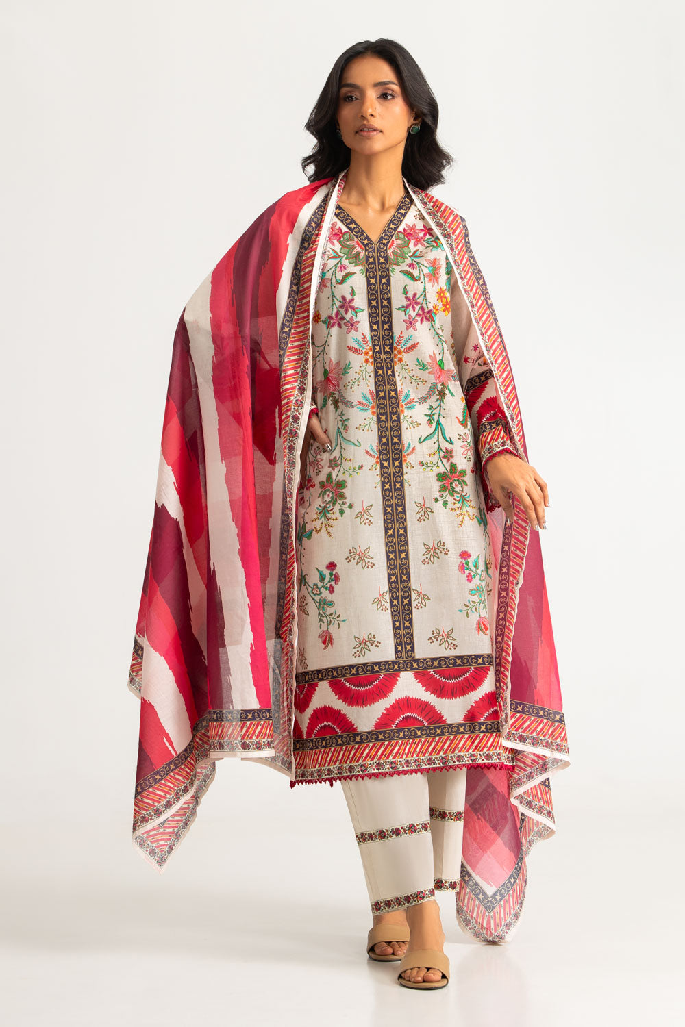 3PC Cotton Printed Suit