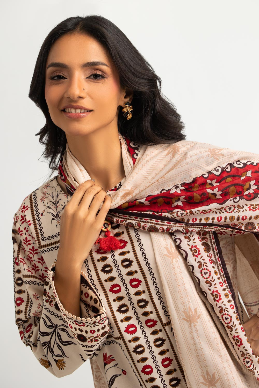 3PC Cotton Printed Suit