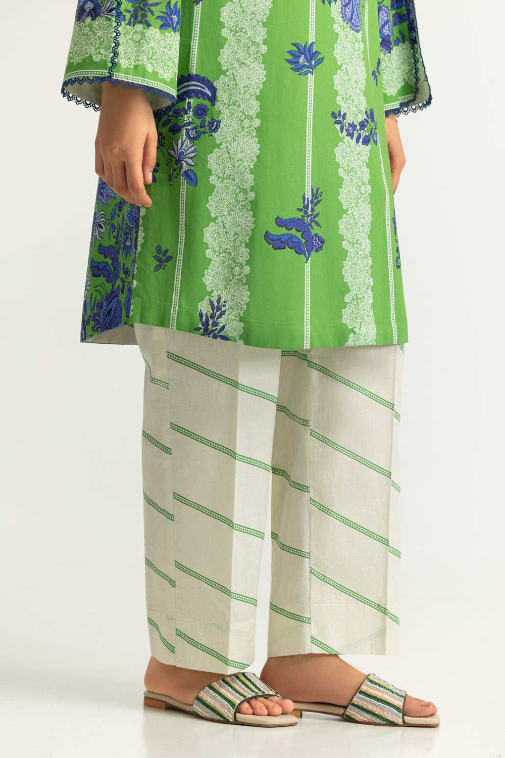 3PC Cotton Printed Suit With Embroidered