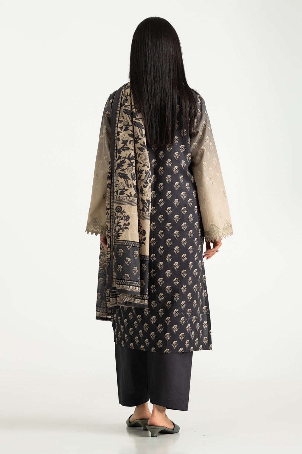 3PC Cotton Printed Suit With Embroidered