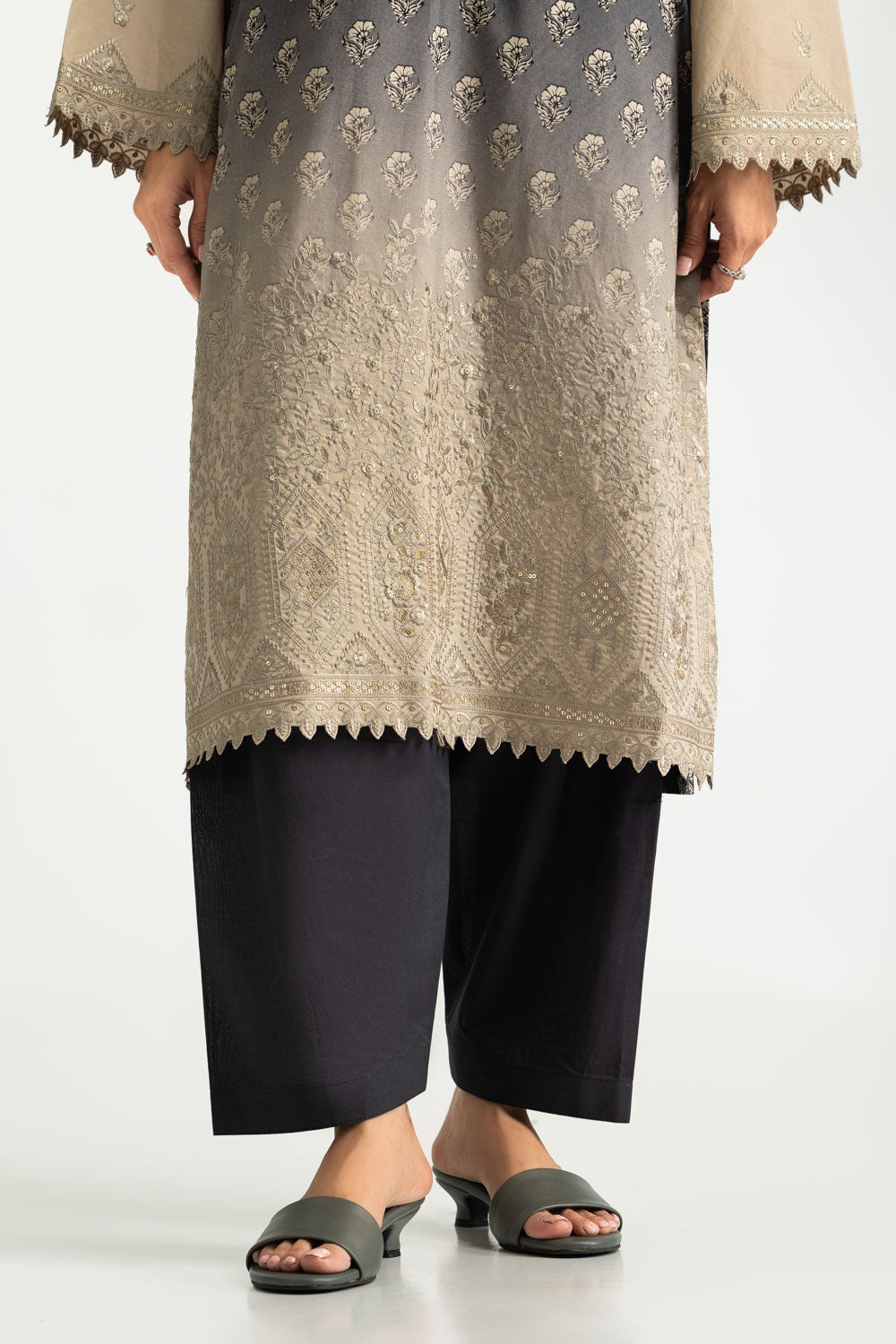 3PC Cotton Printed Suit With Embroidered