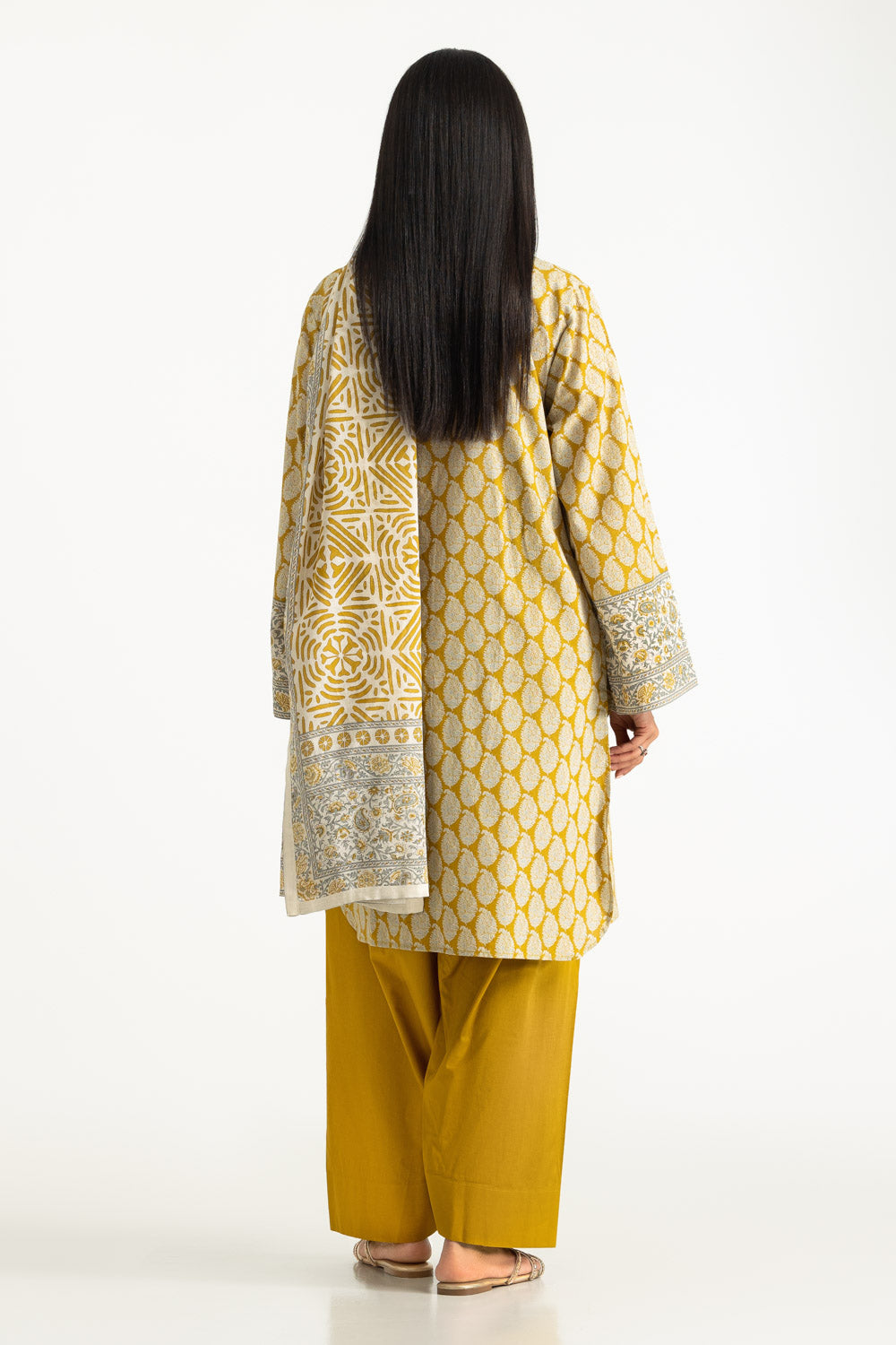 3PC Cotton Printed Suit With Embroidered