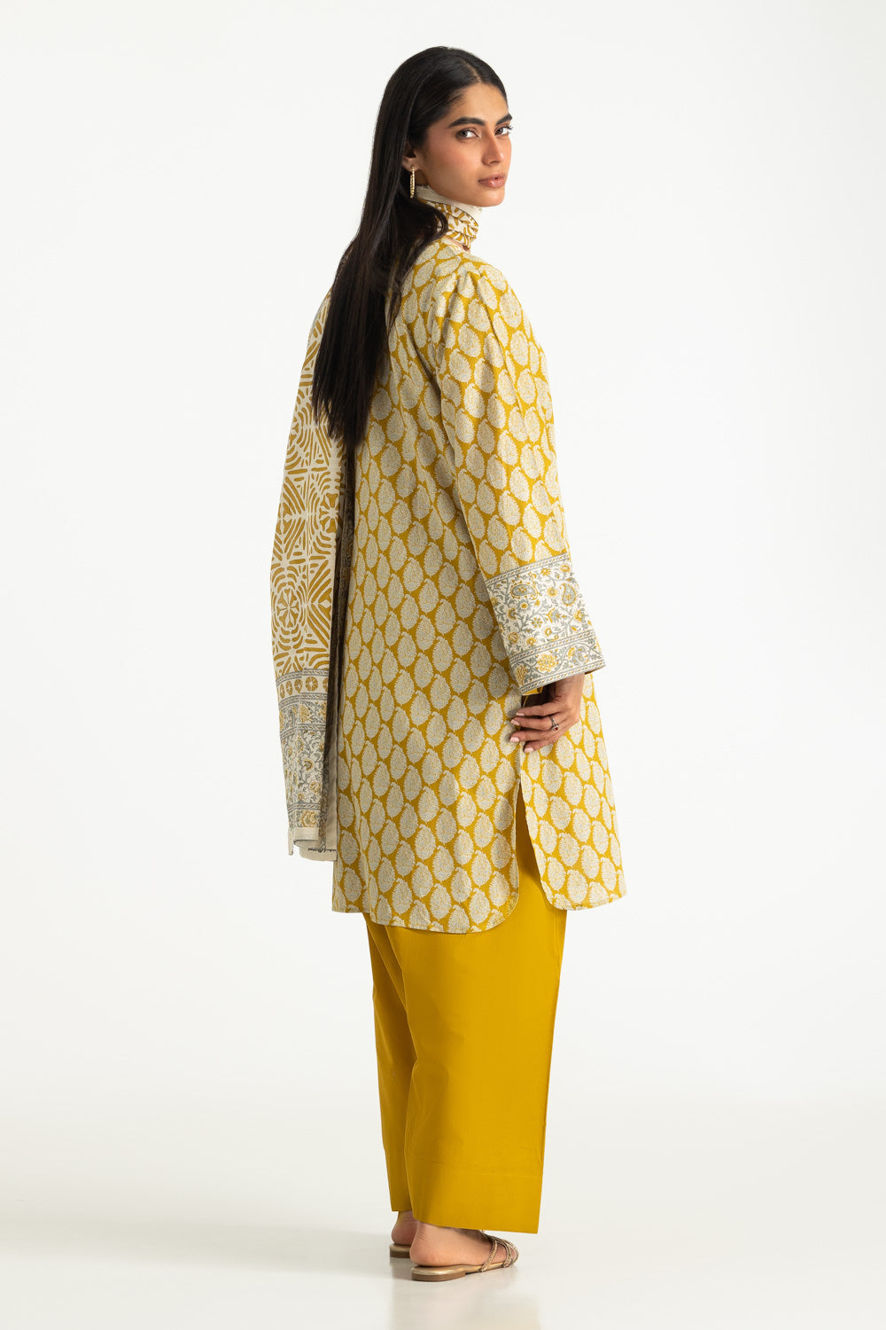 3PC Cotton Printed Suit With Embroidered