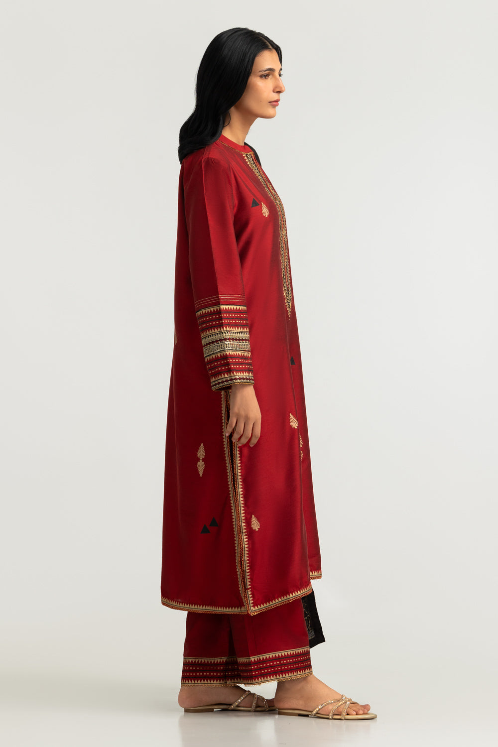 3PC Cotton Silk Embroidered Suit With Block Print