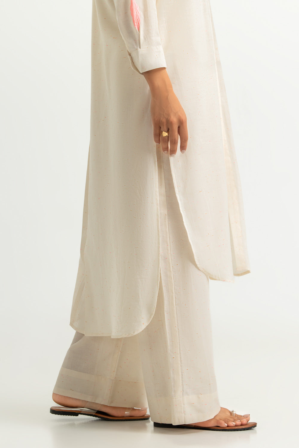 3PC Cotton Textured Embroidered Suit