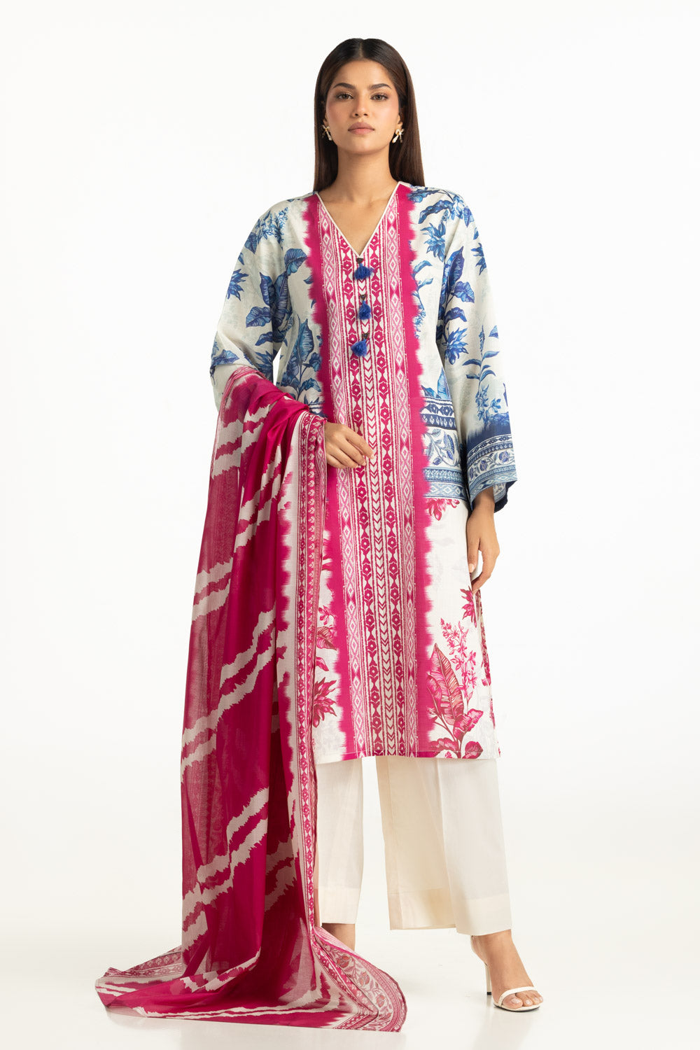 3Pc Cross Hatch Printed Suit