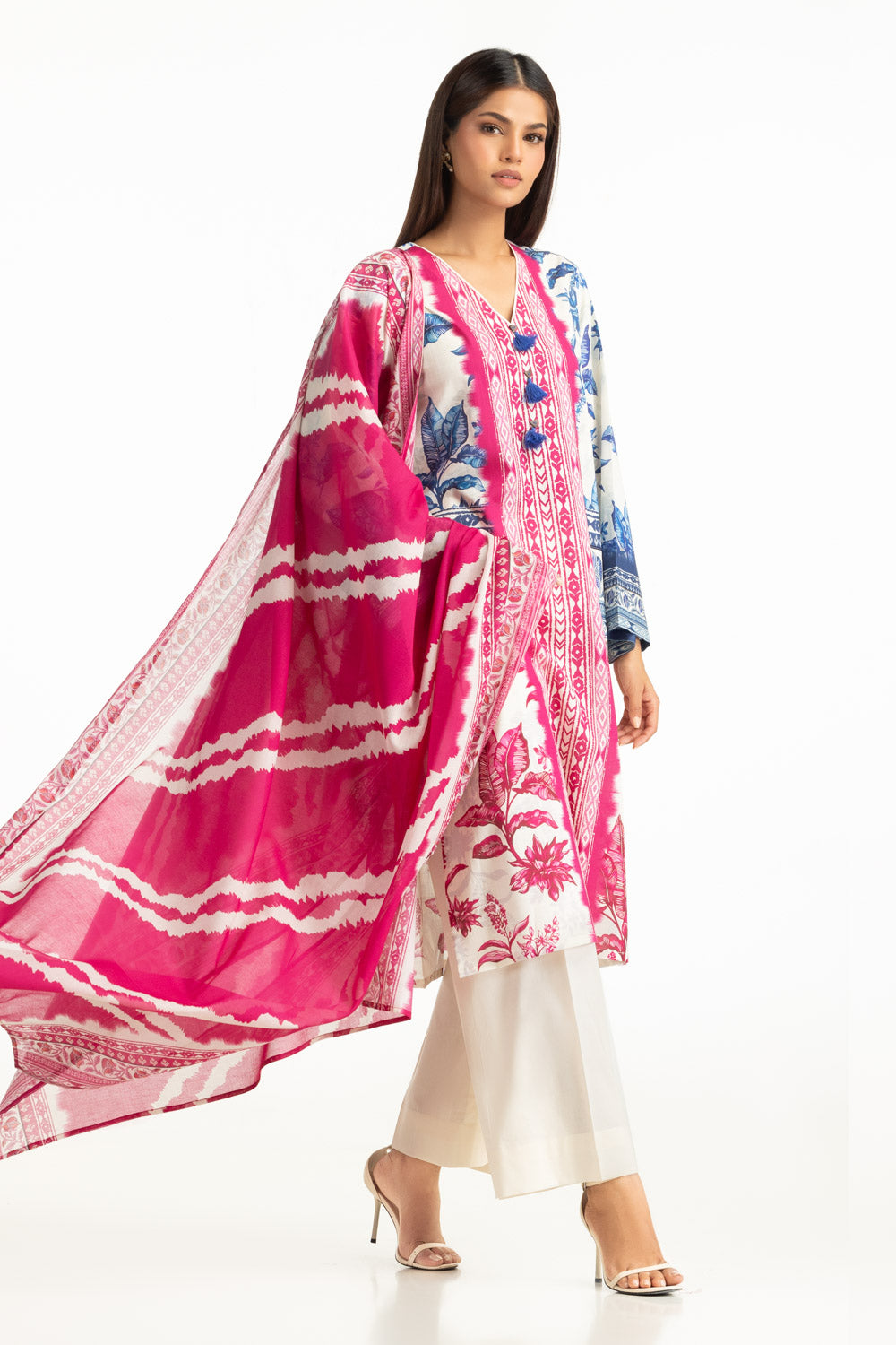 3Pc Cross Hatch Printed Suit