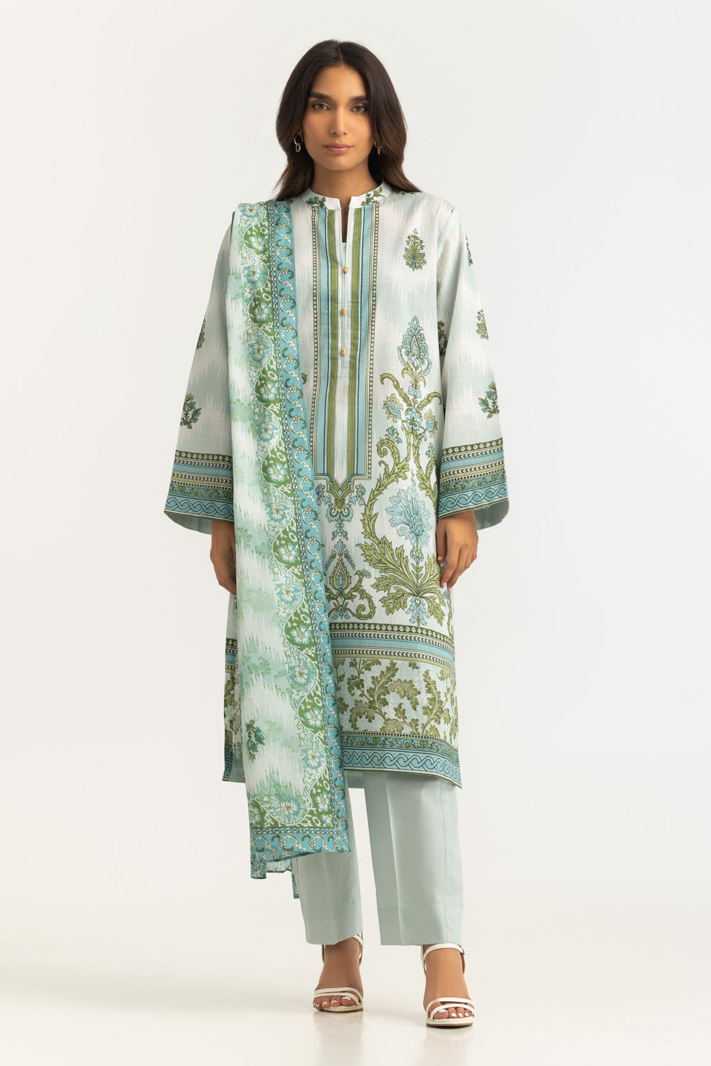 3Pc Cross Hatch Printed Suit