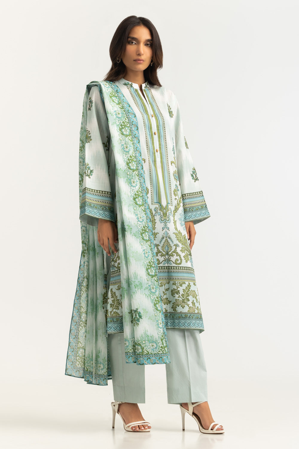 3Pc Cross Hatch Printed Suit