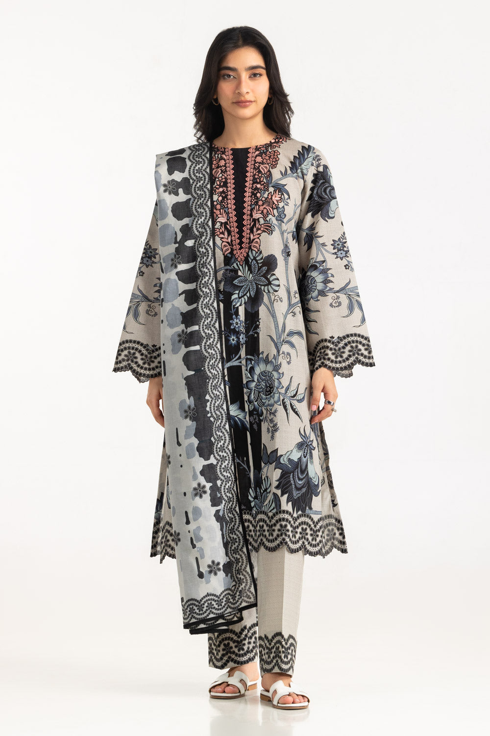 3Pc Cross Hatch Printed Suit