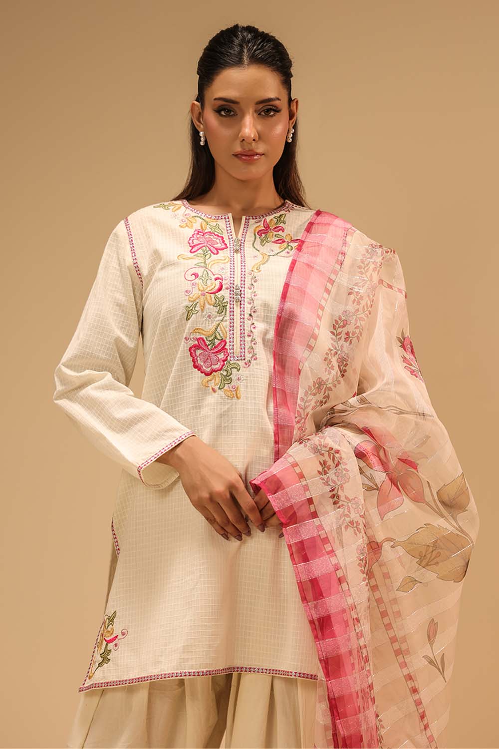 3Pc Dobby Embroidered Suit