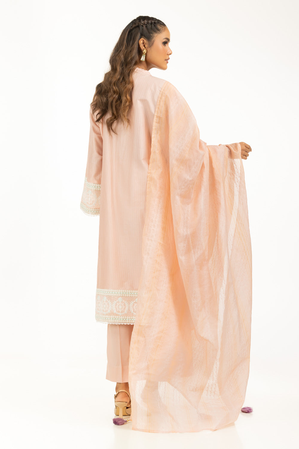 3Pc Dobby Embroidered Suit