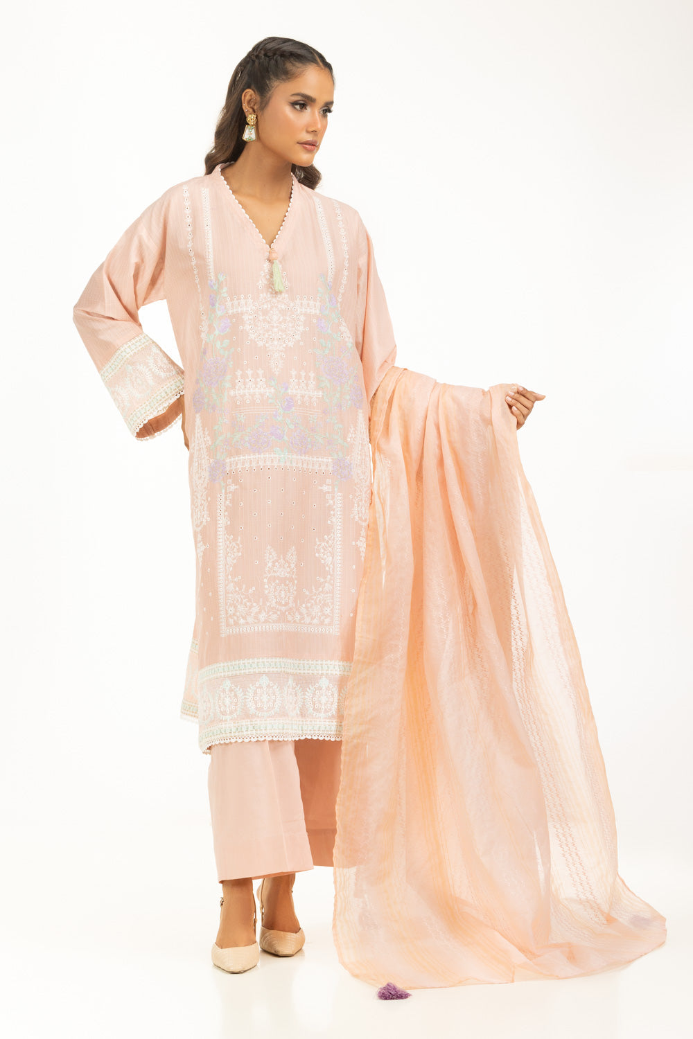 3Pc Dobby Embroidered Suit