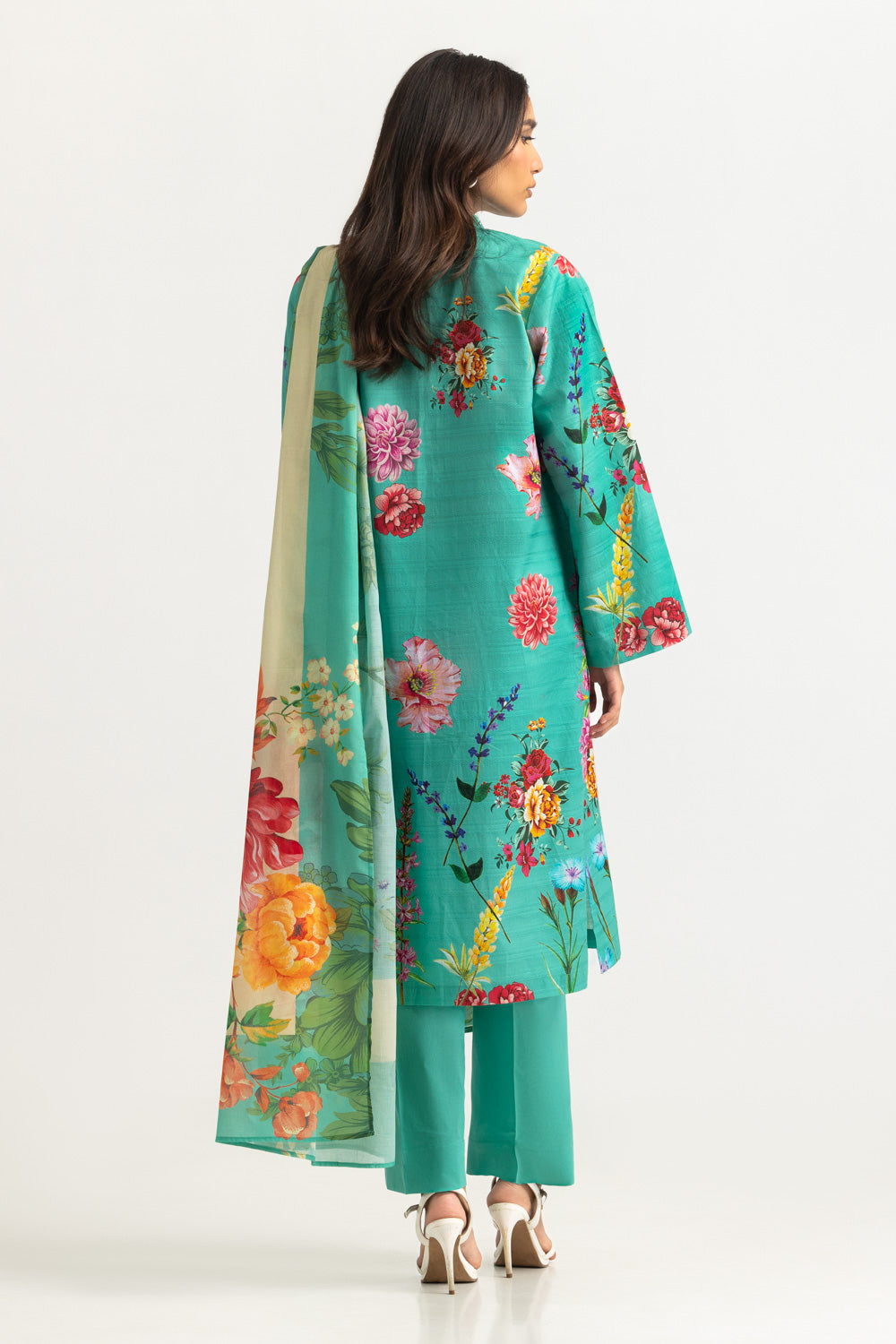 3Pc Dobby Printed Suit