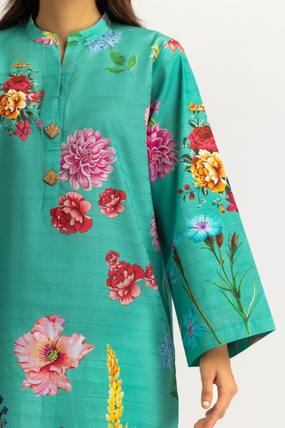 3Pc Dobby Printed Suit