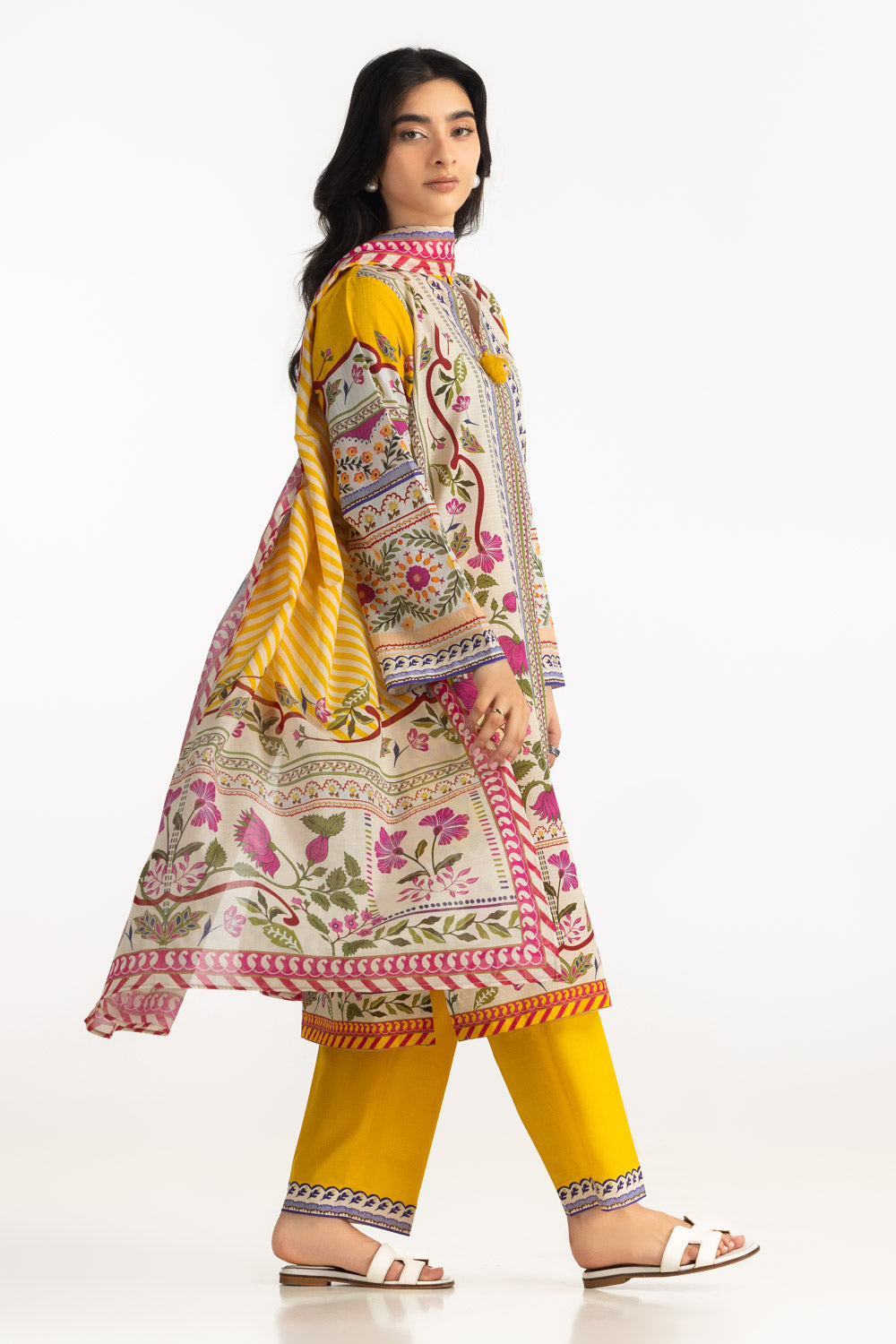 3Pc Dobby Printed Suit